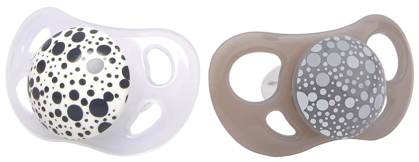 Twistshake Baby-Schnuller – 2er-Pack | Kieferorthopädische Form | Ultraleicht | Weicher Silikonsauger | BPA-frei | Geeignet für Babys ab 6 Monaten | Grauweiß