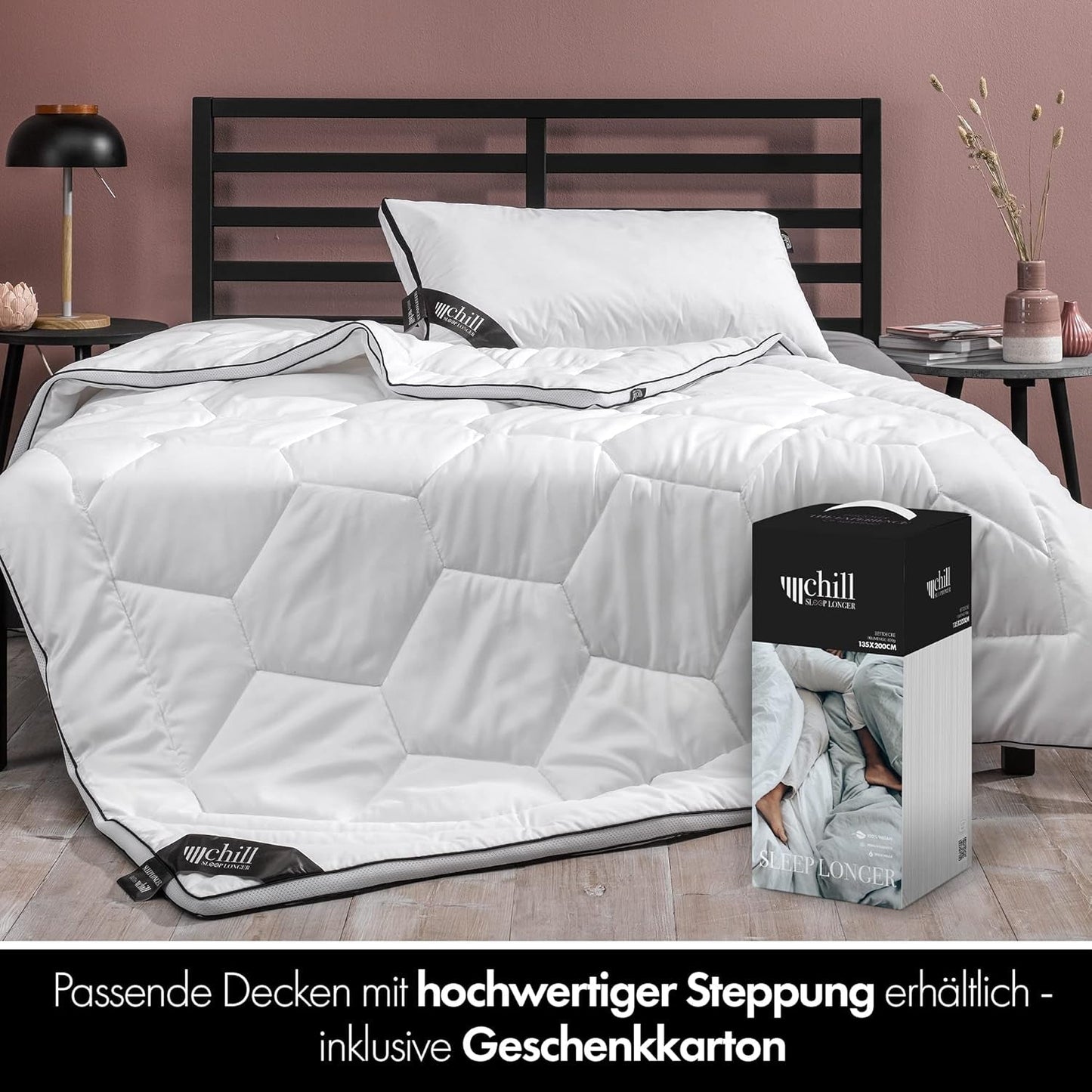 Kissen 80 x 80 cm – 2-in-1-Design – Kissen im Kissen – großes, atmungsaktives und waschbares Schlafkissen und 100 % vegan – 2 Kissen, 3 Optionen – Kissen mit 600 g und 1200 g Füllung. Naty Shop Standard-Kissen