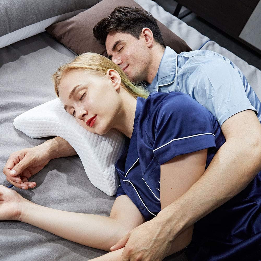 Paar-Seitenschlafkissen, entspannender Arm, gebogenes Memory-Schaum-Kissen, U-förmiges Nackenkissen, Reisekissen, druckloses Seideneis-Seidenkissen, langsame Rückkehr für Paare, orthopädische Halskissen, Naty Shop
