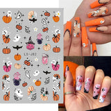 Nagelsticker Halloween, 8 Blätter Halloween Nagelsticker, Kürbis Nail Sticker, Nail Art, Nagel Charms, Nagel Zubehör, Nageldesign, Weihnachten (Typ A)