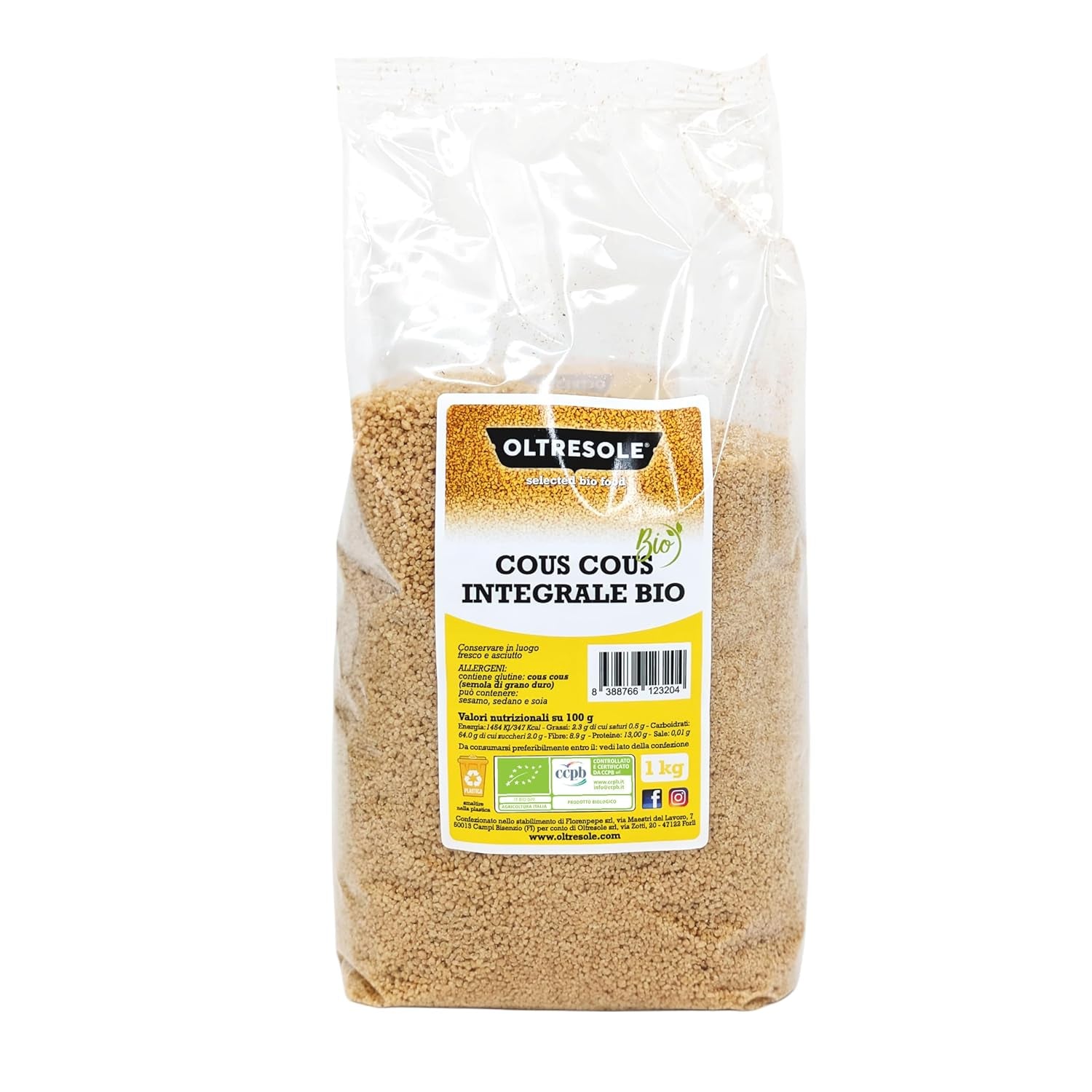 Bio-Vollkorn-Couscous 5 kg, Bio-Vollkorn-Hartweizenmehl, ideal für gesunde Vorspeisen und Beilagen, praktische Größe