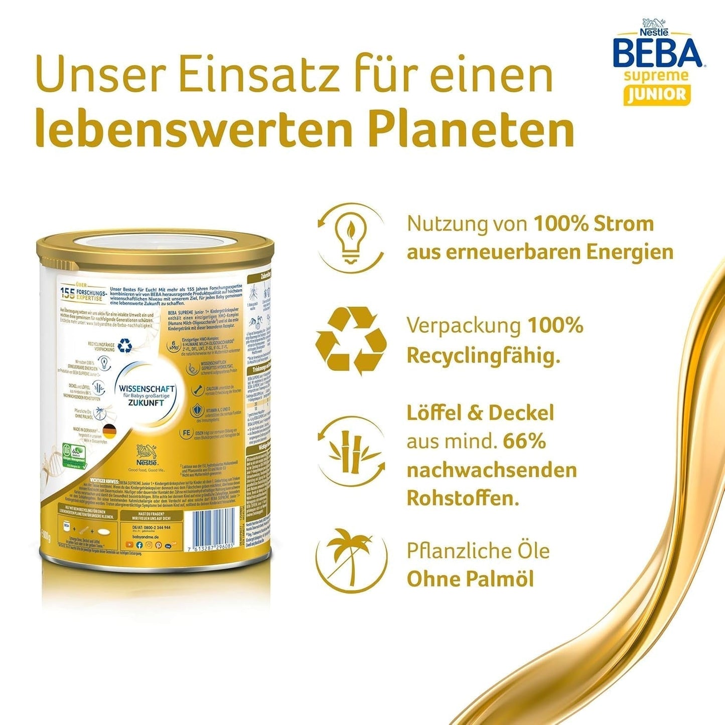 BEBA SUPREME 2 Folgemilch nach 6 Monaten, nur Laktose, palmölfrei, 6er Pack (6 x 800g) Naty Shop
