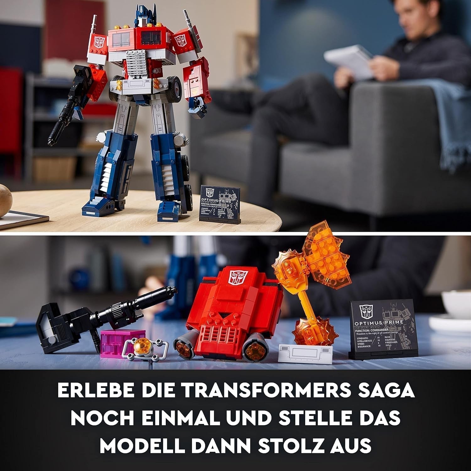 LEGO 10302 Icons Optimus Prime Set, 2-in-1-Roboterfigur und Modell-Truck, Transformers-Spielzeugmodellbausatz für Erwachsene, Geburtstags- oder Weihnachtsgeschenk für Männer, Frauen, Sie und Ihn. Bausets Besuchen Sie den LEGO-Store