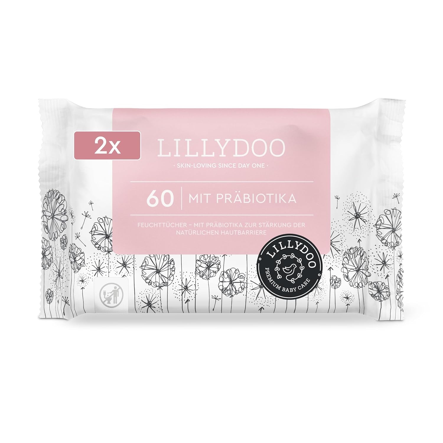 Grüne Feuchttücher von LILLYDOO, 600 Stück (10 x 60), 100 % plastikfrei, reißfestes Tuch – parfümfrei, sanft und natürlich, sanfte Reinigung für empfindliche Haut, dermatologisch getestet