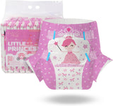 CutiePlusU Erwachsenenwindeln, 10 Stück, Einweg-Inkontinenzhöschen mit Laken für Damen und Herren, maximale Saugfähigkeit über Nacht – Kleine Prinzessin (große Größe 94–119 cm)