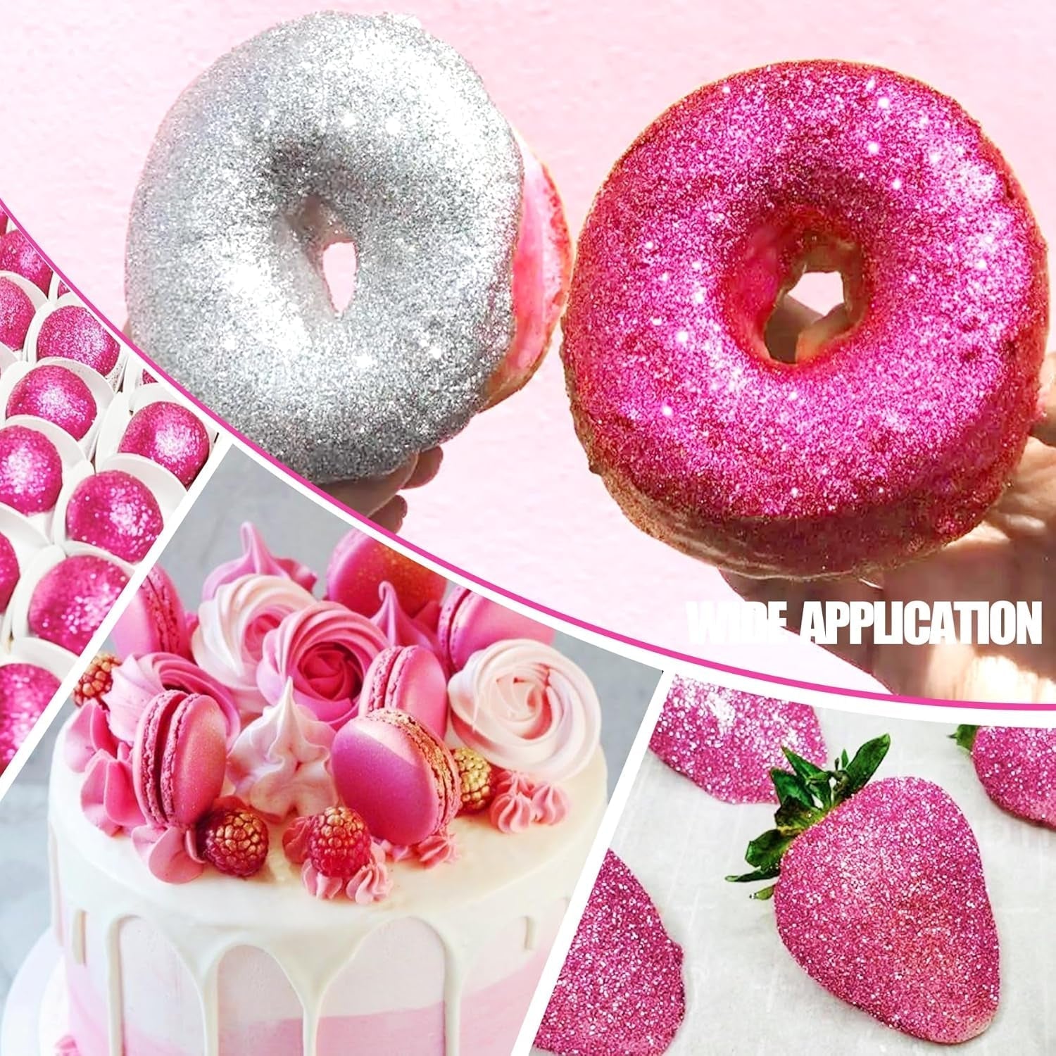 Essbares Glitzerspray – 22 g essbarer Glitzer, essbares Glitzerpulver für Getränke, Kuchendekorationen, Macarons – Lebensmittelfarbenes Glitzerpulver, essbarer Glitzer für Cocktails, Muffins (Pink)
