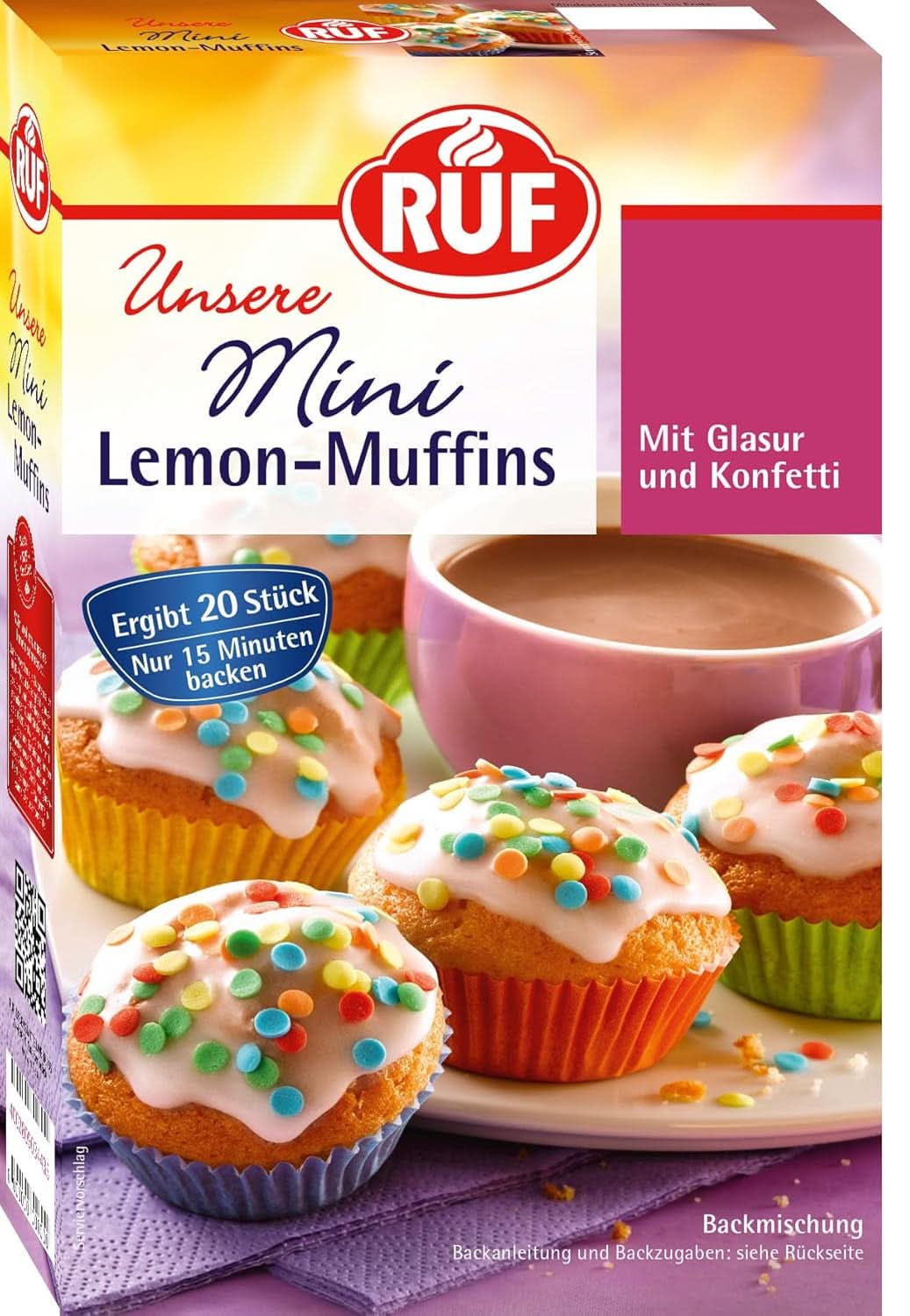 RUF Mini-Muffins mit Zitrone, Backmischung mit Zitronengeschmack, 350 Gramm Kitchen Naty Shop Lemon