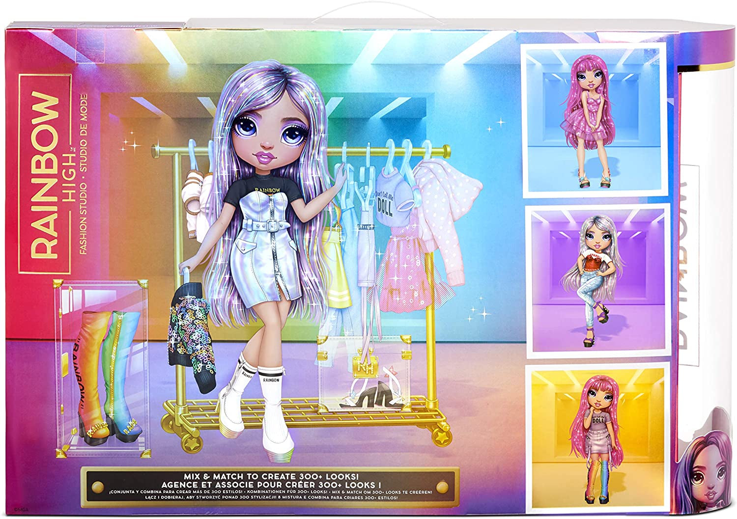 Rainbow High 571049 Fashion Studio – Exklusive Puppe mit Kleidung, Accessoires und 2 glänzenden Perücken – Kreieren Sie über 300 Outfits!