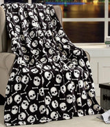 Elegante, bequeme, leichte Halloween-Themendecke, weich, gemütlich und plüschig, perfekt zum Entspannen in dieser gruseligen Jahreszeit, 127 x 152,4 cm, Skull and Bones-Betten und -Bezüge, eleganter Komfort, Totenkopfknochen, 50 x 60