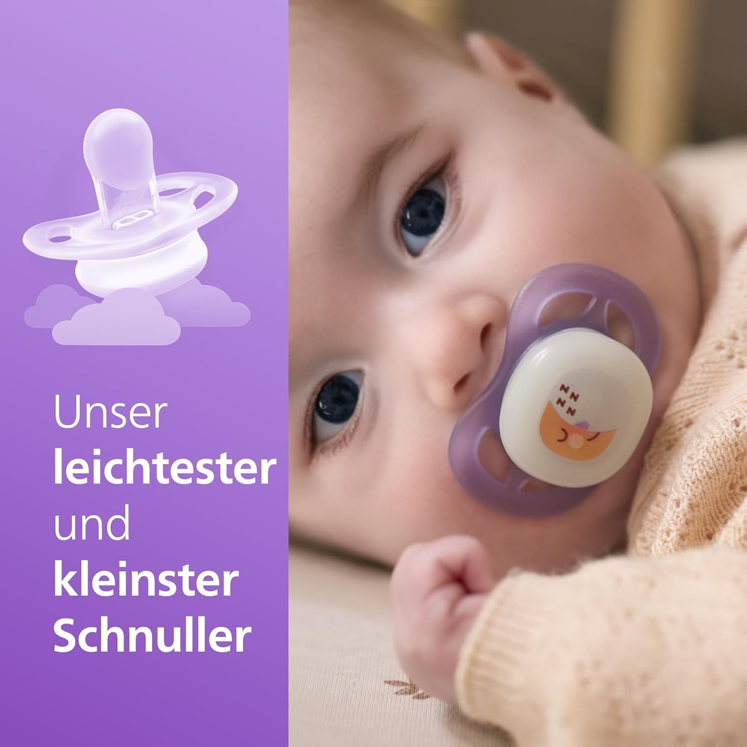 Philips AVENT Ultra Start Nachtschnuller, kieferorthopädischer Schnuller für Neugeborene, leuchtet im Dunkeln, BPA-frei, mit Sterilisationsbehälter, Doppelpack, Mond, Stern, SCF075/07