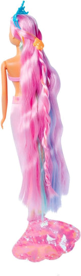 Simba 105733610 - Steffi Love Rainbow Mermaid, Regenbogen-Meerjungfrau-Modepuppe mit bunten Haaren, Haarspangen, Kamm und abnehmbarer Flosse, Spielpuppe 29 cm, ab 3 Jahren