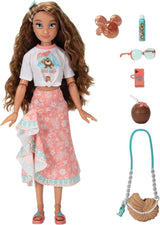 Vaiana-Puppe mit Zubehör, 29 cm, 13 Artikulationspunkte, offiziell lizenziert von Jakks Pacific. Komplett mit kombinierbaren Accessoires und einem funkelnden Mickey-Ring!