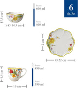 Villeroy & Boch - Frühlingserwachen Frühstücksset für 2, 6-teilig, Ostergeschirr-Set, Frühstück, Ostern, Kaffeeservice, Frühlingsgeschirr, Porzellan