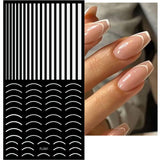 12 Blatt Laser-Glitzerlinien, selbstklebende Nagelaufkleber, holografische Aufkleber, bronzefarbene Streifen, Nagelaufkleber, französische Linie, gebogene Bögen, Wellenlinien, Nagelaufkleber, Nagelkunst-Zubehör