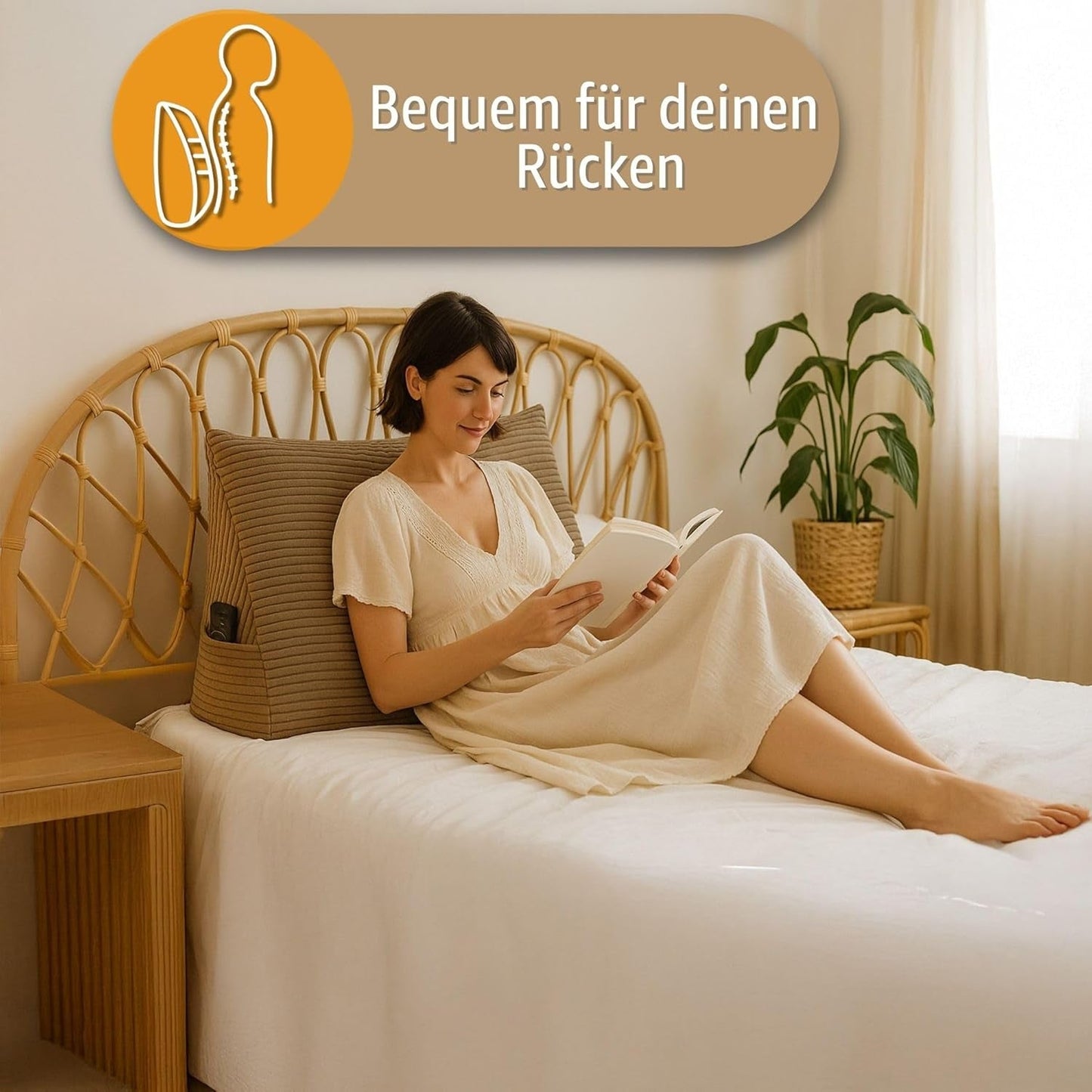 Federkissen, Rückenkissen, Samtkissen, Breite 70 cm – Lesekissen für Bett, Sofa und Sofa, großes Sofakissen, Wandkissen, Sofakissen, Lesekissen, Rückenstützkissen, hellgrau