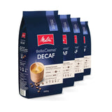 Melitta BellaCrema entkoffeinierte Kaffeebohnen, 4 x 1 kg, ungemahlene Kaffeebohnen für Kaffeevollautomaten, entkoffeinierte leichte Röstung, deutsche Röstung, Stärke 3