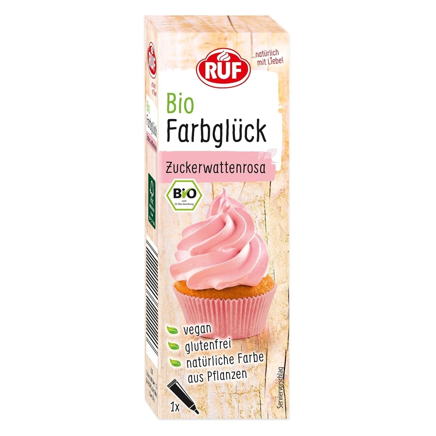 RUF Bio-Lebensmittelfarbe Zuckerwatte rosa mit Agavensirup zum Einfärben von Zuckerguss und zum Dekorieren von Kuchen, glutenfrei und vegan, 1 x 25g