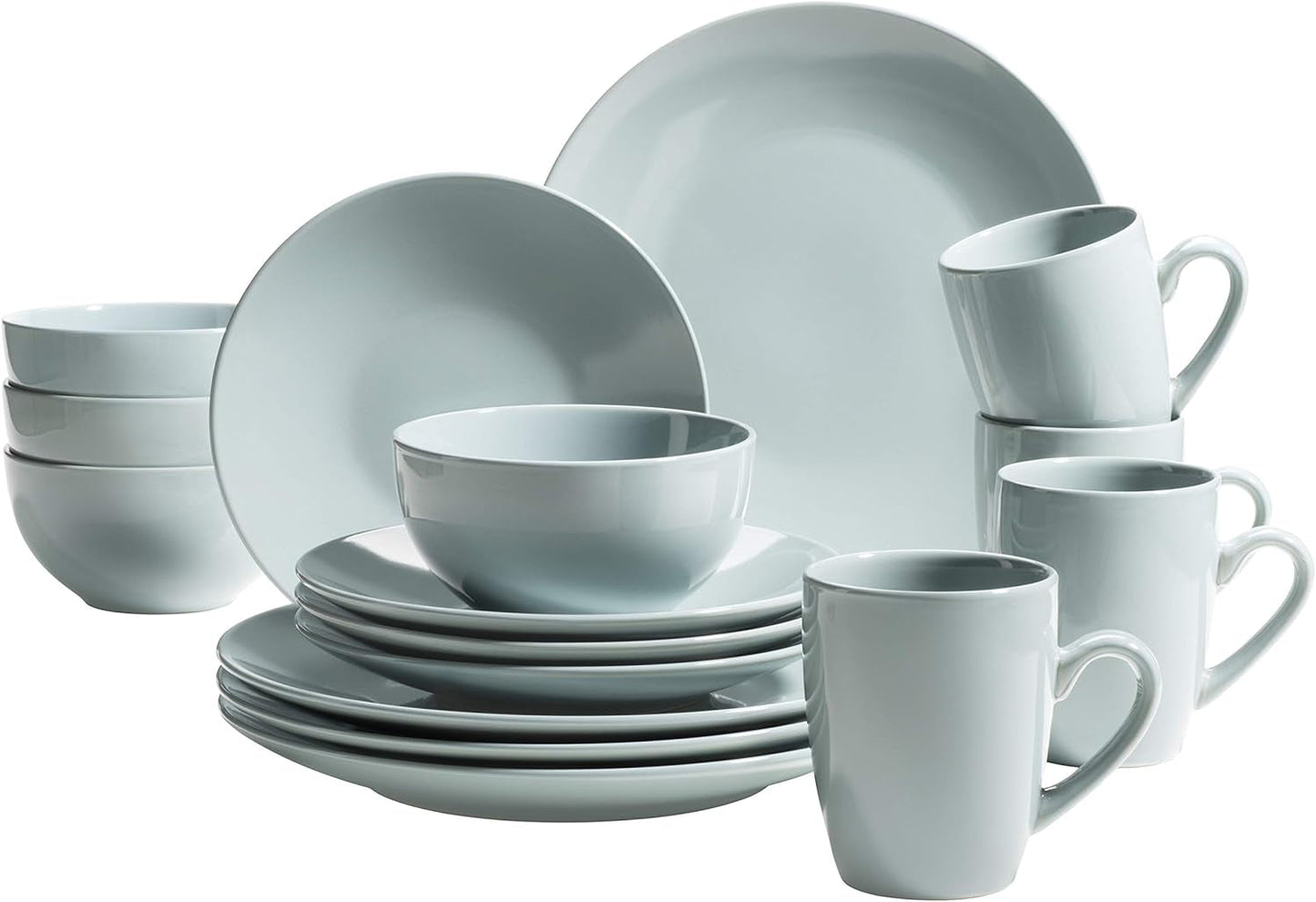 MÄSER Pastel Selection, Modernes Geschirr-Set für 4 Personen, 16-teiliges Kombiservice aus Keramik, Steinzeug, Türkis-Grün