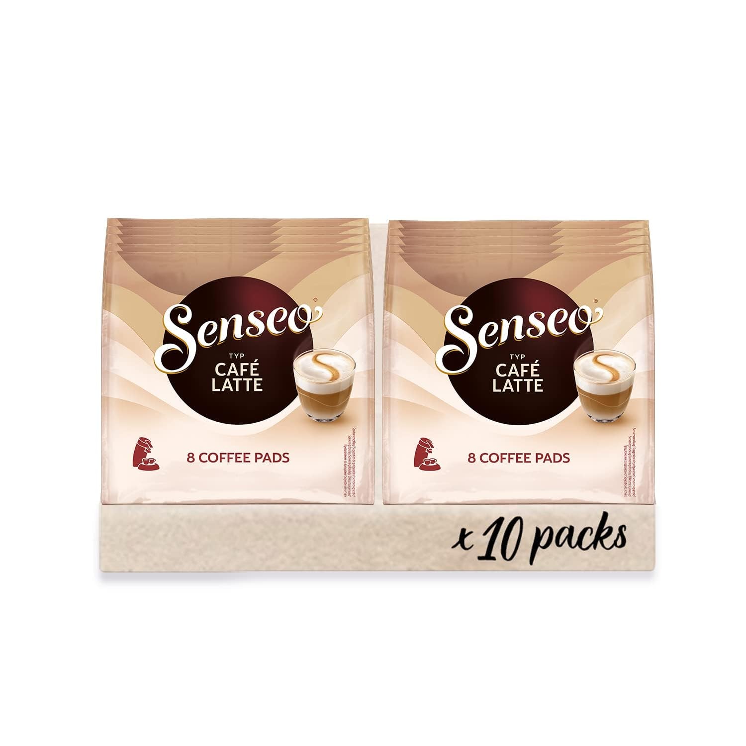 Senseo Pads Café Latte, 10 x 8 Getränke, 80 Kaffee Pos, inklusive Senseo Pad Dose