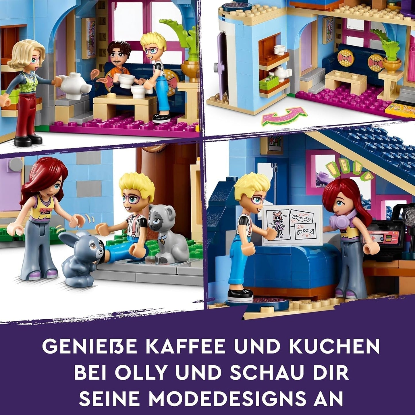 LEGO Friends Olly und Paisley Familienhaus, Puppenhaus mit Figuren und Zubehör, zweistöckiges Haus und Baumhaus-Set, kreatives Geschenk für Mädchen und Jungen ab 7 Jahren. 42620 Bausets. Besuchen Sie den LEGO-Store