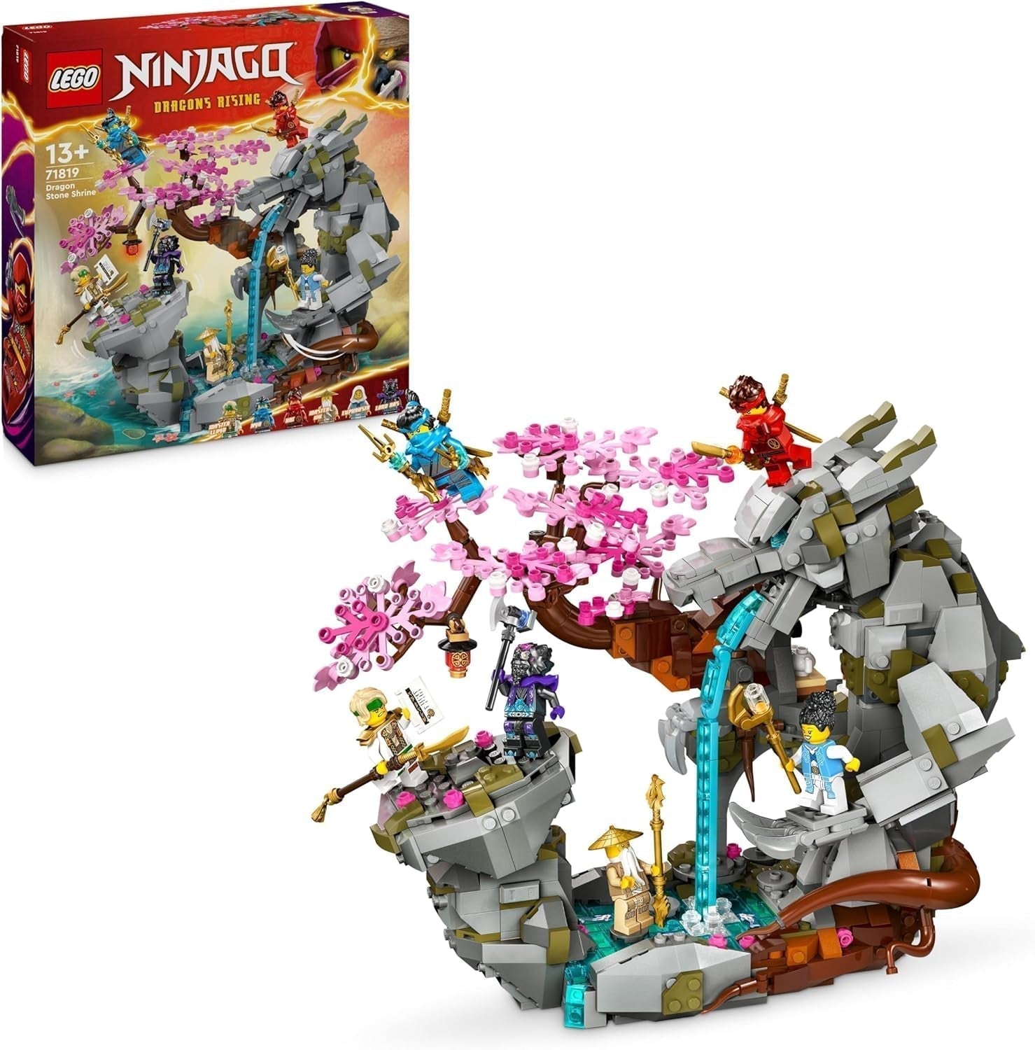 LEGO NINJAGO Drachenstein-Tempel-Drachenspielzeug mit 6 Ninja-Figuren, großes Set zum Bauen, Spielen und Ausstellen, Geburtstagsgeschenk für Jungen und Mädchen ab 13 Jahren. 71819 Bausets Besuchen Sie den LEGO-Store Single