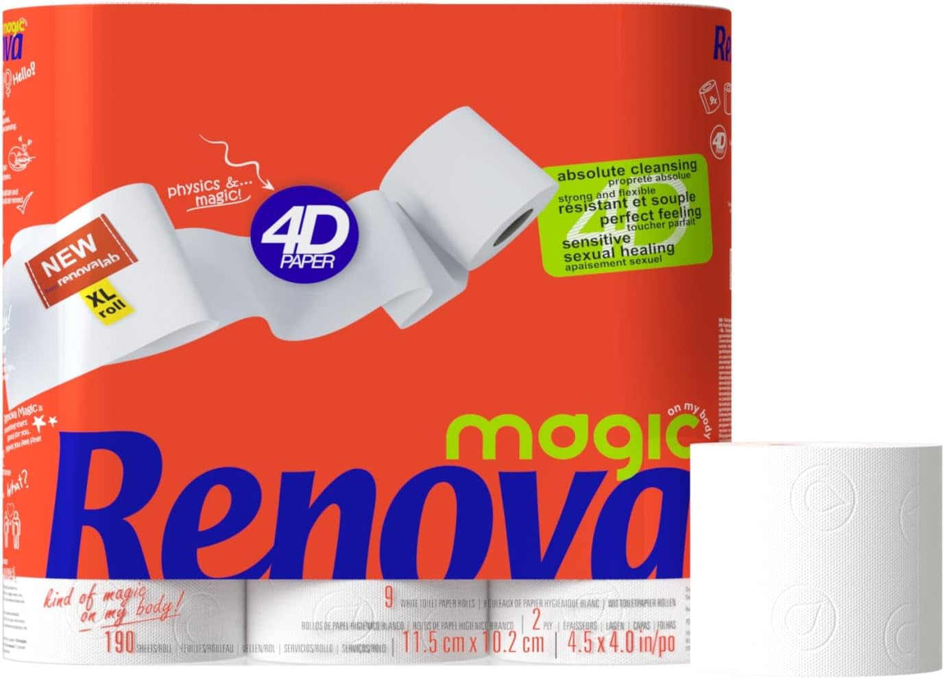 Renova Toilettenpapier, 7 Packungen mit 9 Rollen – insgesamt 63 Rollen