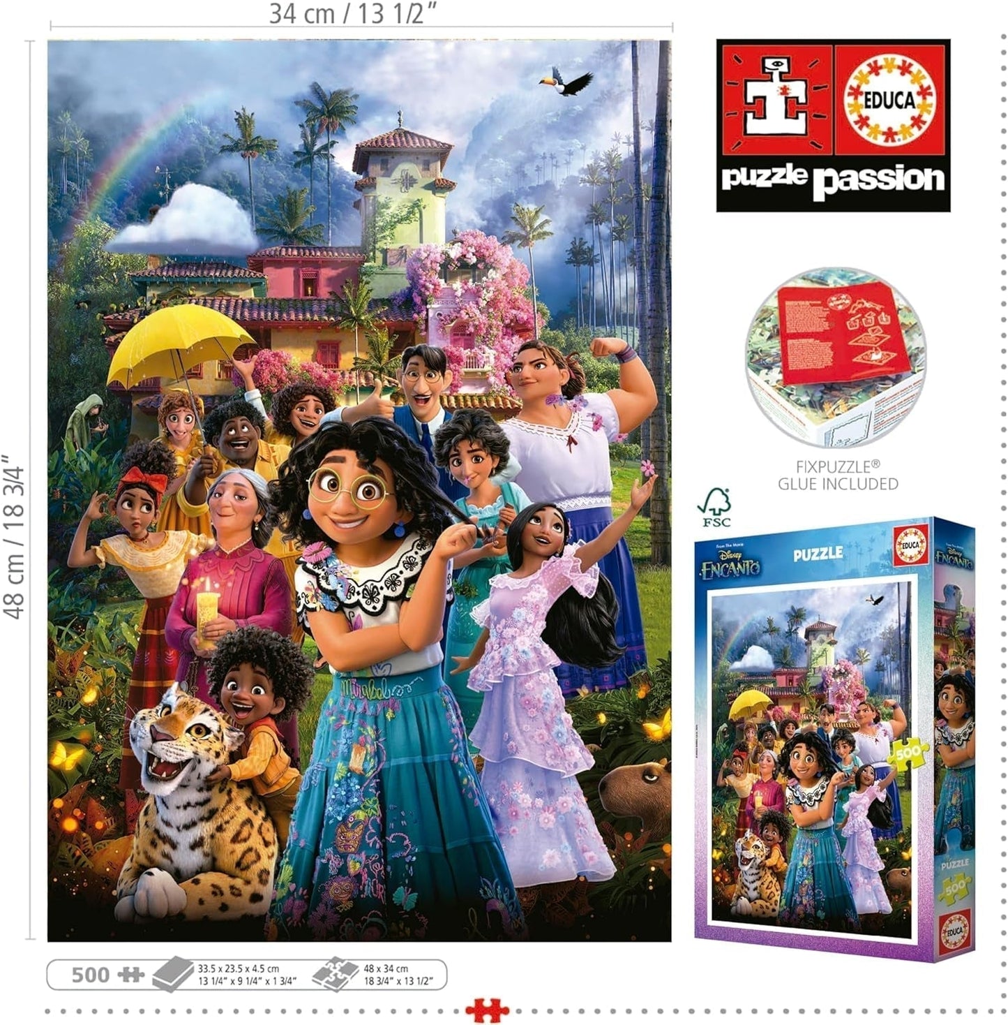 Educa - Puzzle 500 Teile für Erwachsene | Disney Encanto, Puzzle 500 Teile für Erwachsene und Kinder ab 11 Jahren, Puzzle für Kinder (19572) Puzzle Naty Shop