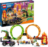 LEGO 60339 City Stuntz Stuntz Show Doppellooping-Set, inkl. Rampe, Monstertruck, 2X Motorrad und 7 Minifiguren, Spielzeug für Kinder ab 7 Jahren Bausets Besuche den LEGO-Store Single