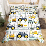 Jungen Cartoon Auto Bedtuchen Set 135X200,Kinder Bau Fahrzeuge Tröster Abdeckung Für Kind Kleinkind Teens,Dinosaurier Bettbezug,Traktor Maschinerie Bagger Bettdecke Abdeckung,Lkw Autos Bedtuchen Naty Shop Multi 13 200*200+80*80*2
