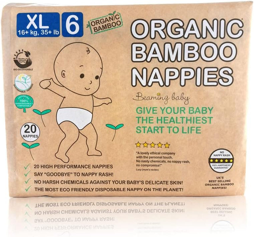 Bio-Bambuswindeln, Größe 6, geeignet für 16+ kg. 20er-Pack Windeln