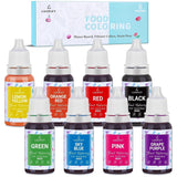 Lebensmittelfarbe 8 x 10 ml – hochkonzentriertes flüssiges Lebensmittelfarben-Set zum Backen, Kuchen, Kekse, Zuckerguss, Macarons, Fondant – lebendige Lebensmittelfarbe für selbstgemachte Seifen, Schleim, Bastelarbeiten