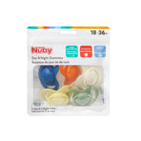 Nuby – Set mit 5 kieferorthopädischen Schnullern und Schnullern aus weichem Silikon | 3 Modelle für Tag und Nacht | 2 Modelle, die im Dunkeln leuchten | BPA-frei | Brustähnliche Form | Für 18-36 Monate