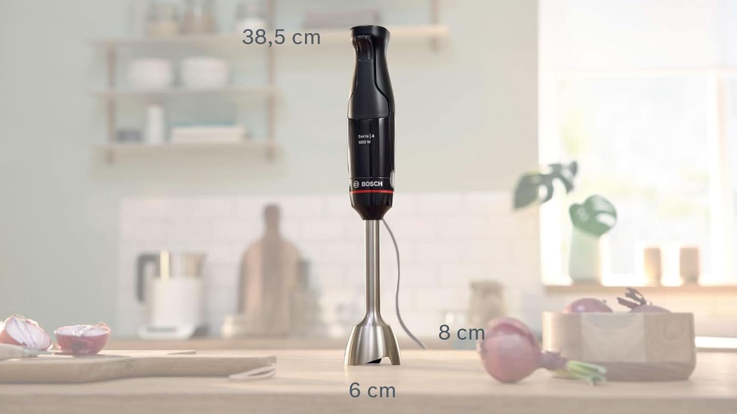 Bosch Standmixer Ergomaster Serie 4, 1000 Watt, Edelstahl-Mixstab, Zerkleinerer, Mix-/Messbecher, Schwarz Kitchen Naty Shop
