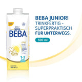 BEBA Junior trinkfertiges Milchgetränk 1-3 Jahre, mit HMO, altersgerechter Proteingehalt, palmölfrei, fischölfrei, Kleinkindnahrung, 12er Pack (12 x 500 ml)