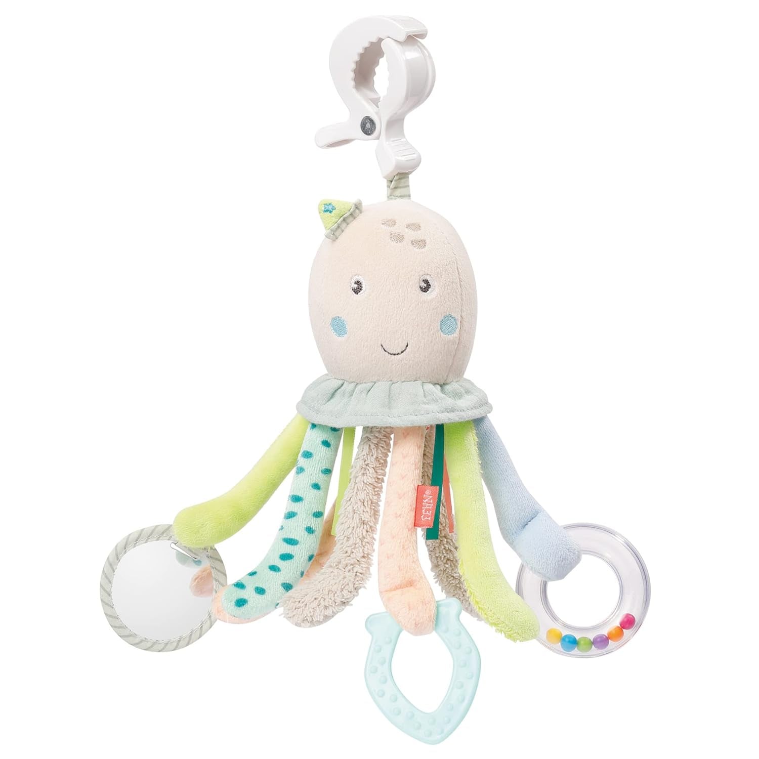 Fehn Aktivitätsspielzeug Oktopus – Baby-Motorikspielzeug für Kinderwagen und Starthilfe, Oball, Rasselspielzeug mit Greifbällen zum Spazierengehen, interaktives Babyspielzeug, Bebe Toys Naty Shop