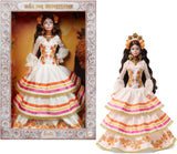 Barbie Signature Day of the Dead 2025-Puppen-Sammelfigur in cremefarbenem Kleid mit Rüschen, Ringelblumen und Schleifen, Blumenkrone im Haar und Calavera-Gesichtsbemalung, JBJ05