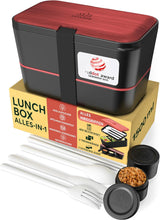 Umami-Lunchbox für Erwachsene, 4 Besteckteile und Fächer, auslaufsichere, stapelbare Bento-Box, Lunchbox für Erwachsene, To-go-Salatbehälter, Picknick-/Schreibtisch-Lunchbox, Anthrazitgrau, 1500 ml. Naty Shop Frischhalteboxen Black Rosewood L – 1500 ml, ineinander stapelbar