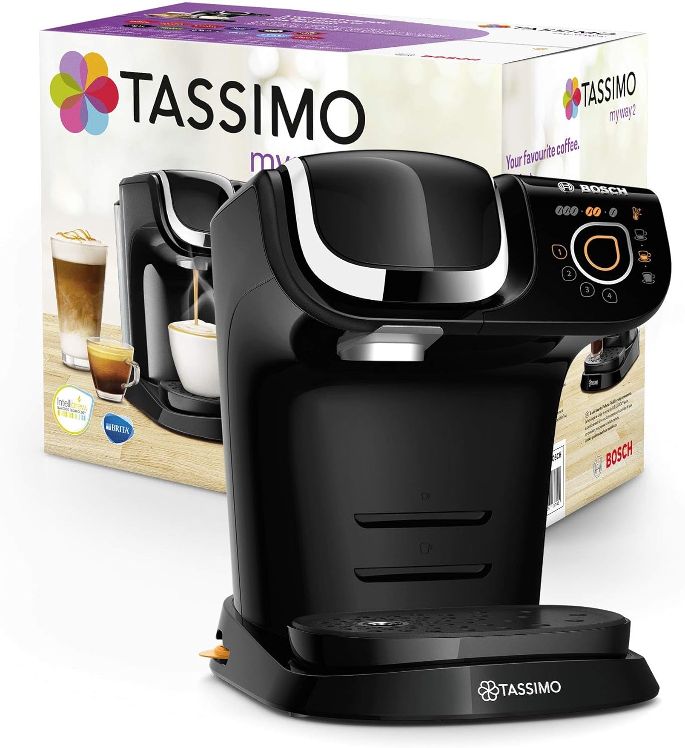 Tassimo My Way Espressomaschine mit 2 Kapseln TAS6502 mit Wasserfilter, 70+ Getränke, Getränkeanpassung, Kaffeevielfalt, einfaches Brühen, 1500 W, Schwarz