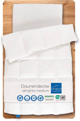Allnights - Leichte Komfortbettdecke 135X200 100 % neue Federn und Daunen, für Allergiker geeignet, waschbar bis 60°C, hergestellt in Deutschland Steppdecken und Bettdecken Naty Shop 200 X 200 cm Wärmeklasse Leicht