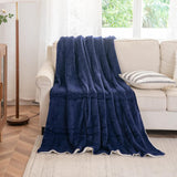 Kono Sherpa-Fleece-Überwurfdecke, 150 x 200 cm, weich, gemütlich, flauschig, wendbar, Mikrofaser, feste Decken für Bett, Couch, Couch (Marineblau, Doppelbett/Doppelbett). Betten und Decken. Besuchen Sie den KONO-Store