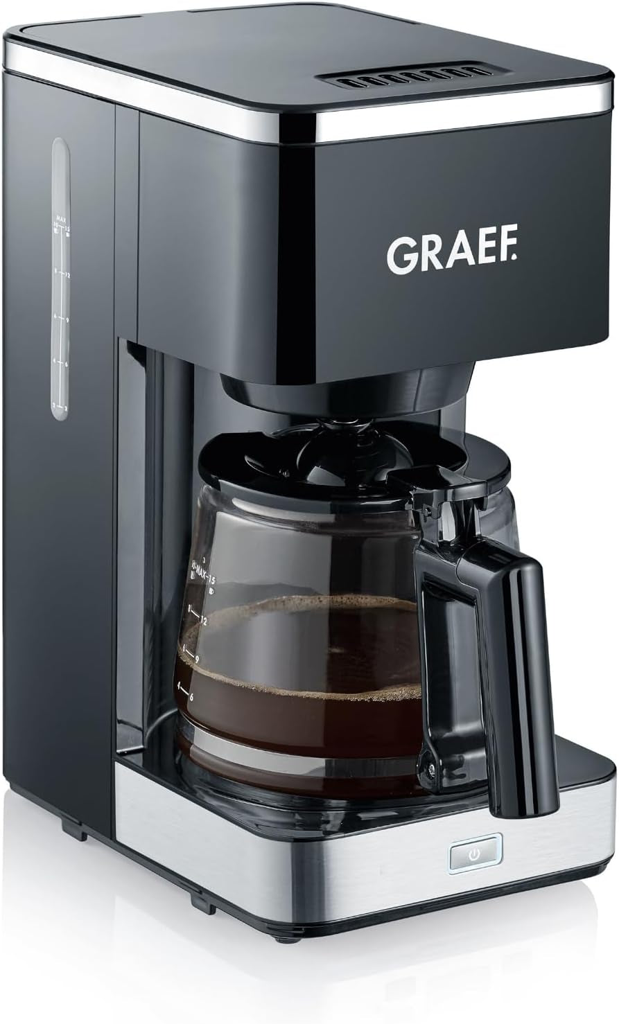 GRAEF. FK402 Filter-Espressomaschine Schwarz, 1,25 L, Warmhaltefunktion, Timer, Pre-Infusion-Funktion, Brühkopf für optimale Geschmacksentfaltung, einfache Bedienung