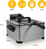 Tristar-Fritteuse, 1 großer Korb und 2 kleine Körbe, einstellbarer Thermostat, Kühlzone, 5 Liter, 2000 W, FR-6949 Appliances Naty Shop