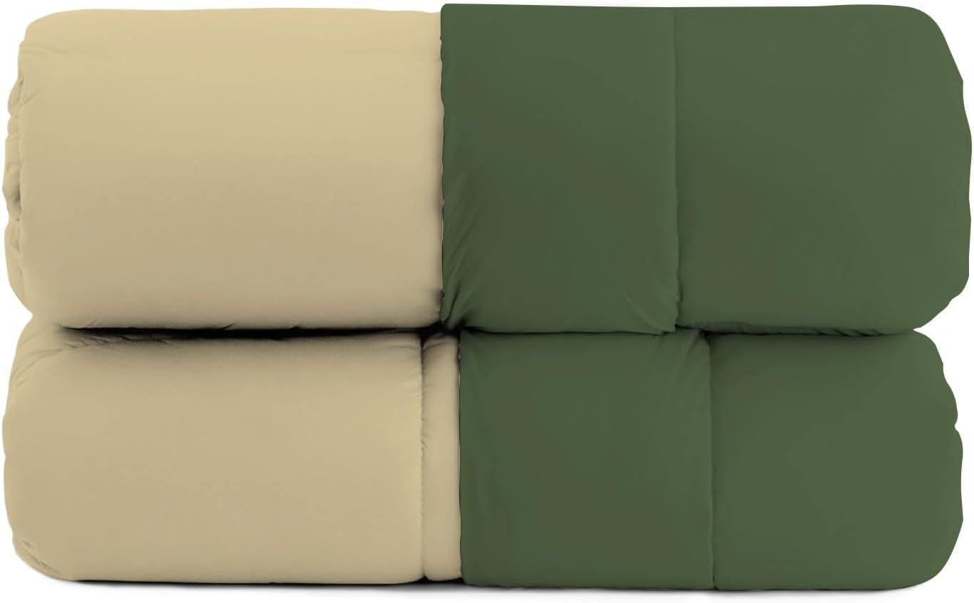 Einfache Winterdecke, schlicht und gefüttert, dunkelgrün/creme, 200 x 245 cm. Bettdecken und Steppdecken Naty Shop