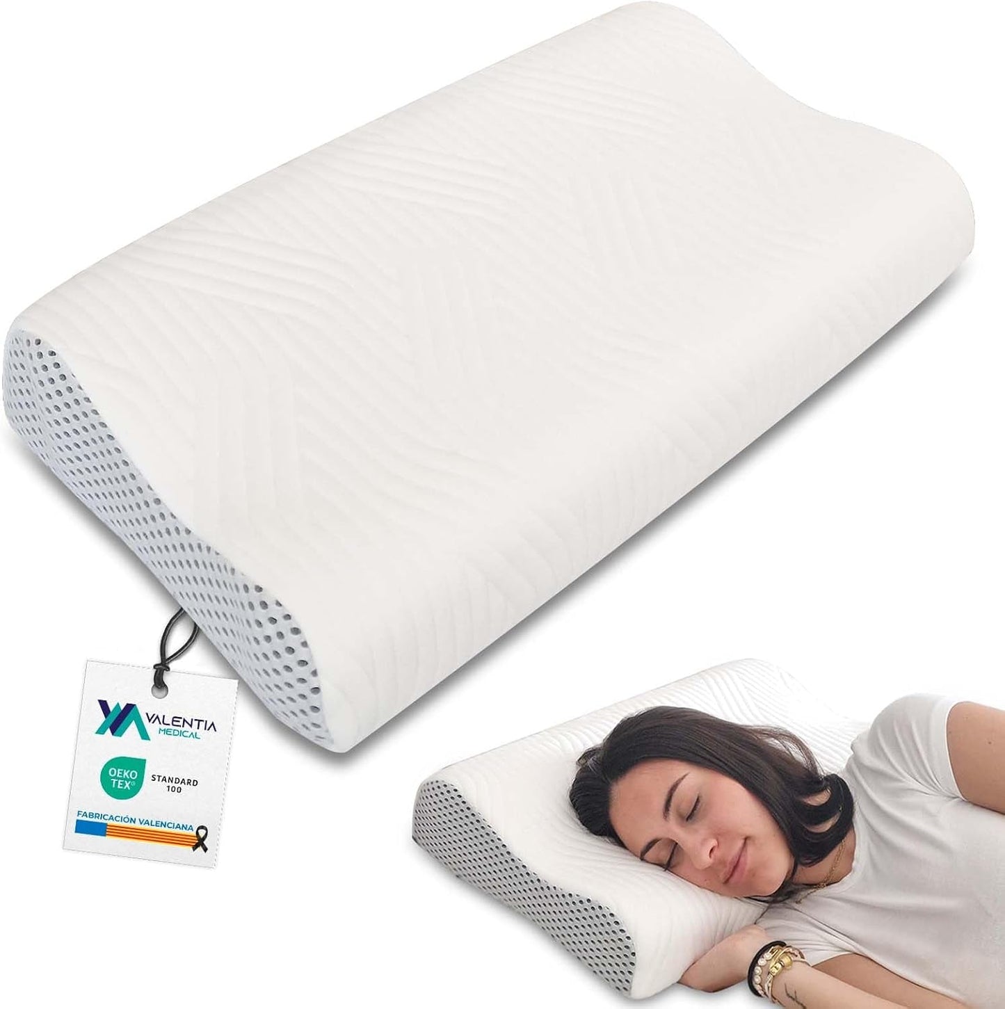 Valentia Medical – Memory-Schaum-Nackenstützkissen, orthopädisches Kissen, Nackenschmerzen-Kissen, Memory-Schaum-Nackenkissen, ultraweicher, waschbarer Bezug, zervikale orthopädische Kissen, Naty Shop-Standardtitel