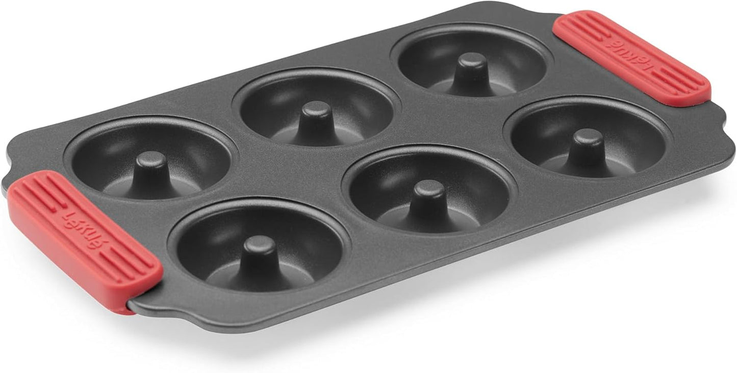 Lékué Muffin-Backform, Antihaftbeschichte, Metall, 6 Muldenformen und Backbleche Naty Shop Donuts