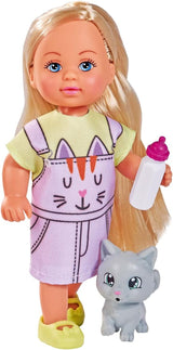 Simba 105733591 – Evi Love Kitty 2 Ways Match Only ONE Item Wird versendet. Puppe im süßen Katzenkleid mit Kätzchen und Trinkflasche, 12 cm große Spielpuppe, ab 3 Jahren