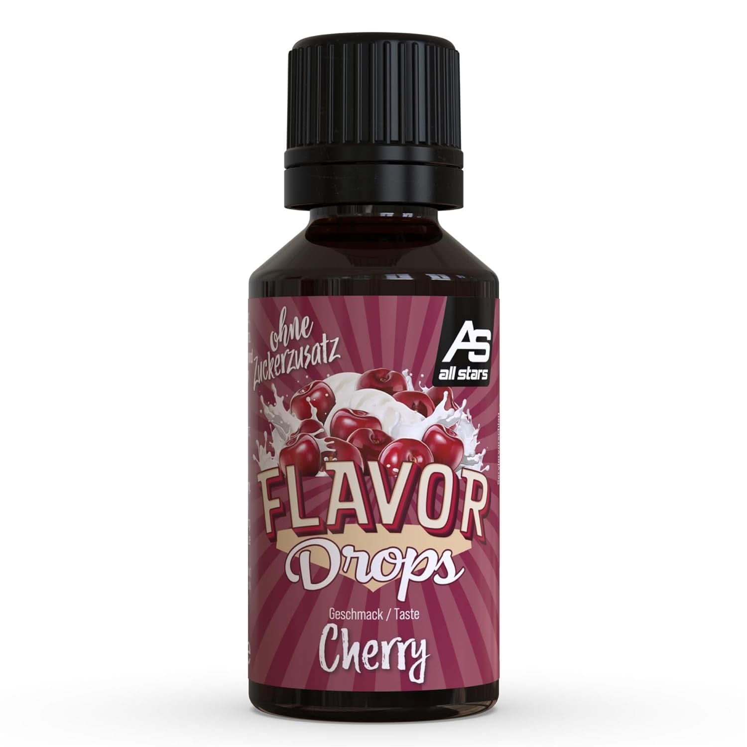 ALL STARS Flavour Drops, Aromatisierte Drops ohne Zuckerzusatz und ohne Kalorien – Süße und Aroma für Lebensmittel, 30 ml Süßstoffe Naty Shop Kirschen 30 ml