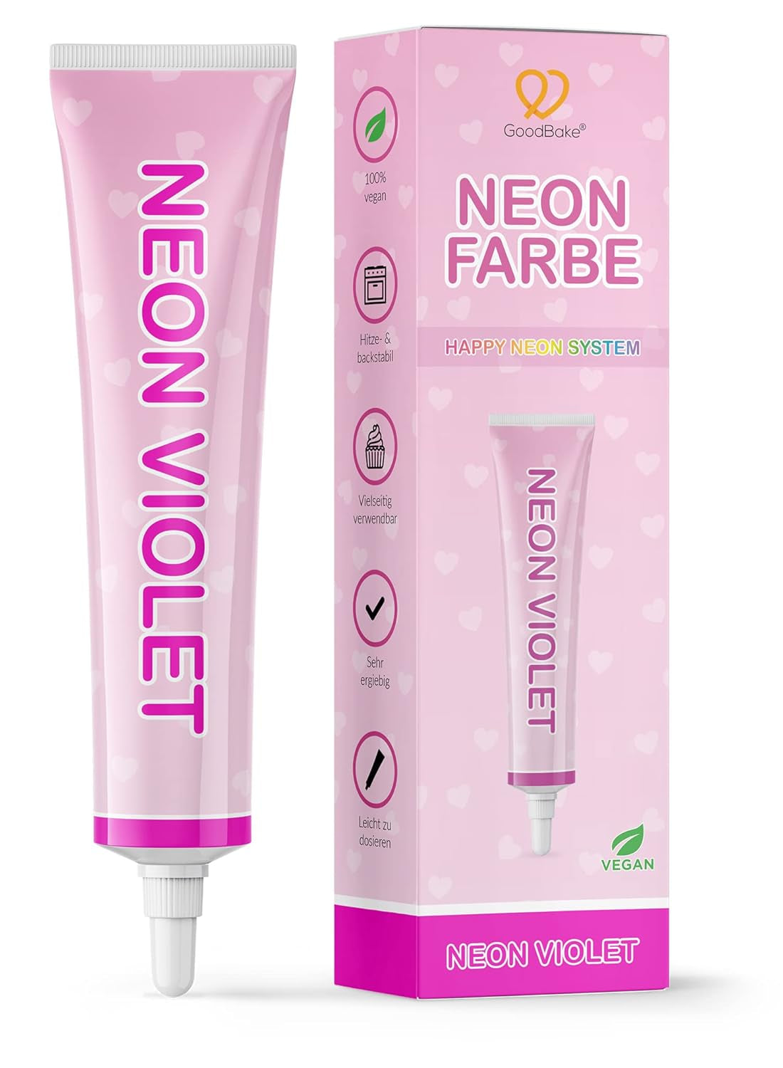Goodbake Neonlebensmittelfarben 6 Farben Set – Intensive Lebensmittelfarbe – Lebensmittelfarbpaste – Zum Einfärben von Torten, Fondant, Buttercreme Uvm. – 100 % veganes Naty Shop Neon Violett