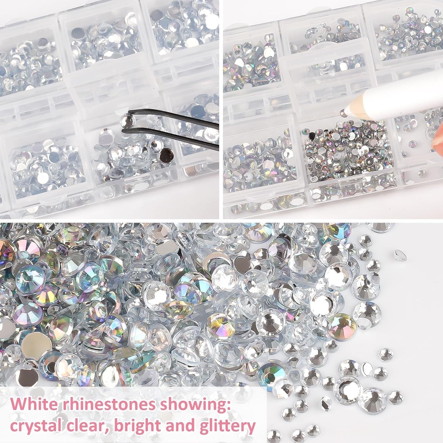 5820 Stück Strasssteine ​​​​Nägel, Glitzersteine ​​​​Nägel Und Halbrunde Perlen, AB Kristall Rhinestones, Flatback Nagel Steine ​​​​Mit Pinzette Und Stift Für Nagel/Diy (Mehrere Größen Und Farben)