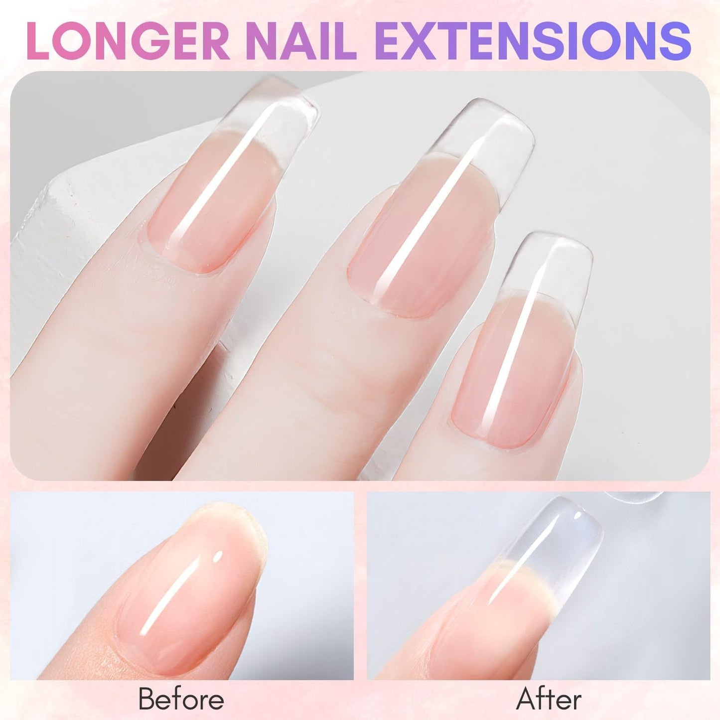 Makartt Poly Nail Extension Gel - 50 ML Extension Builder Acryl Poly Nägel Aufbaugel Extender Gel Für Gelnägel Für Nagelverlängerung, Nagelstärkung, Nail Art Dekoration (Transparent)